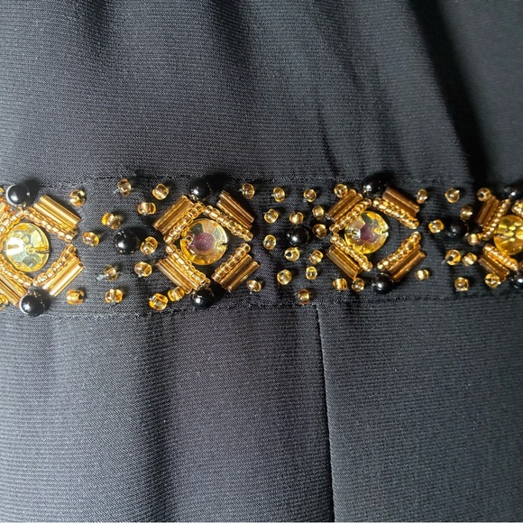Decode Woman’s Beaded Black Evening Gown Size 4 NWT Gold Rhinestone Sequins - Picture 7 of 12